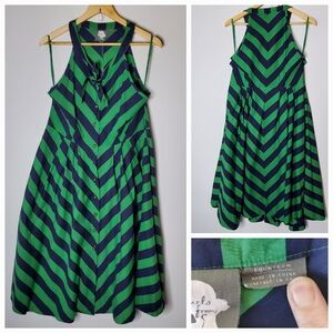 Anthropologie Green and Blue Striped Dress